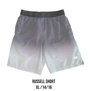 Russell Black Gray Woven Athletic Short Teen Boys Size XL 14-16